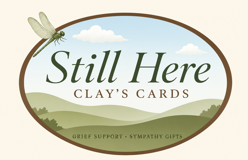 Still Here — Clay's Cards logo, a monthly sympathy card subscription service